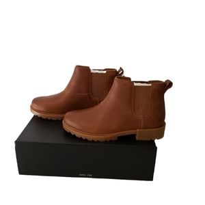 NIB SOREL ANKLE BOOTS WOMEN'S EMELIE II CHELSEA WP  HAZELNUT LEATHER WATERPROOF